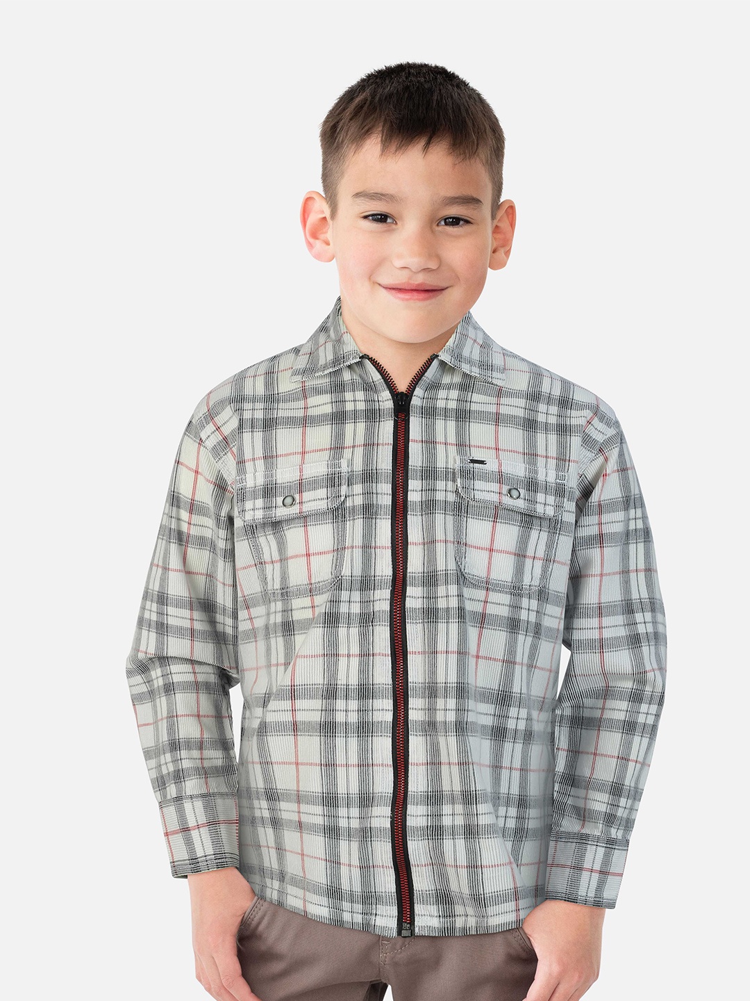 

Gini and Jony Infants Boys Tartan Checks Cotton Casual Shirt, White