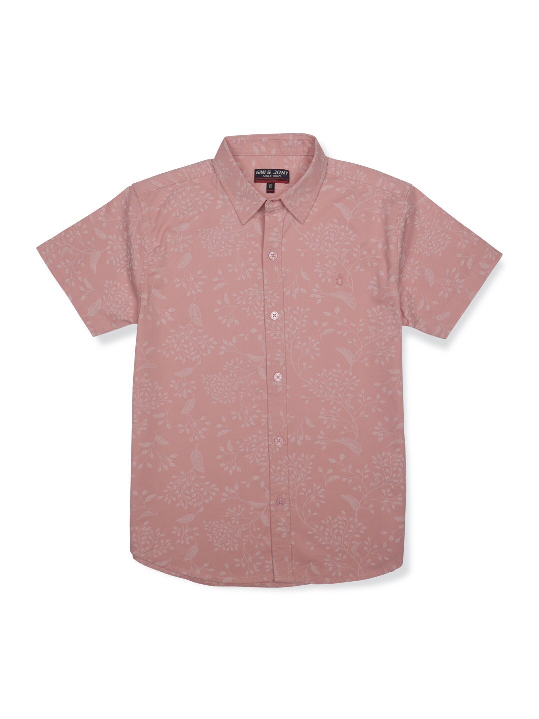 

Gini and Jony Boys Floral Printed Cotton Casual Shirt, Pink