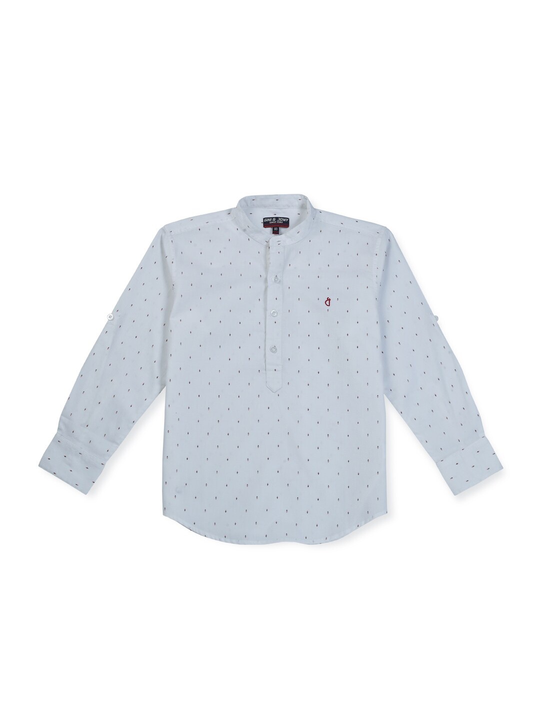 

Gini and Jony Infants Boys Micro Ditsy Printed Band Collar Cotton Casual Shirt, Blue