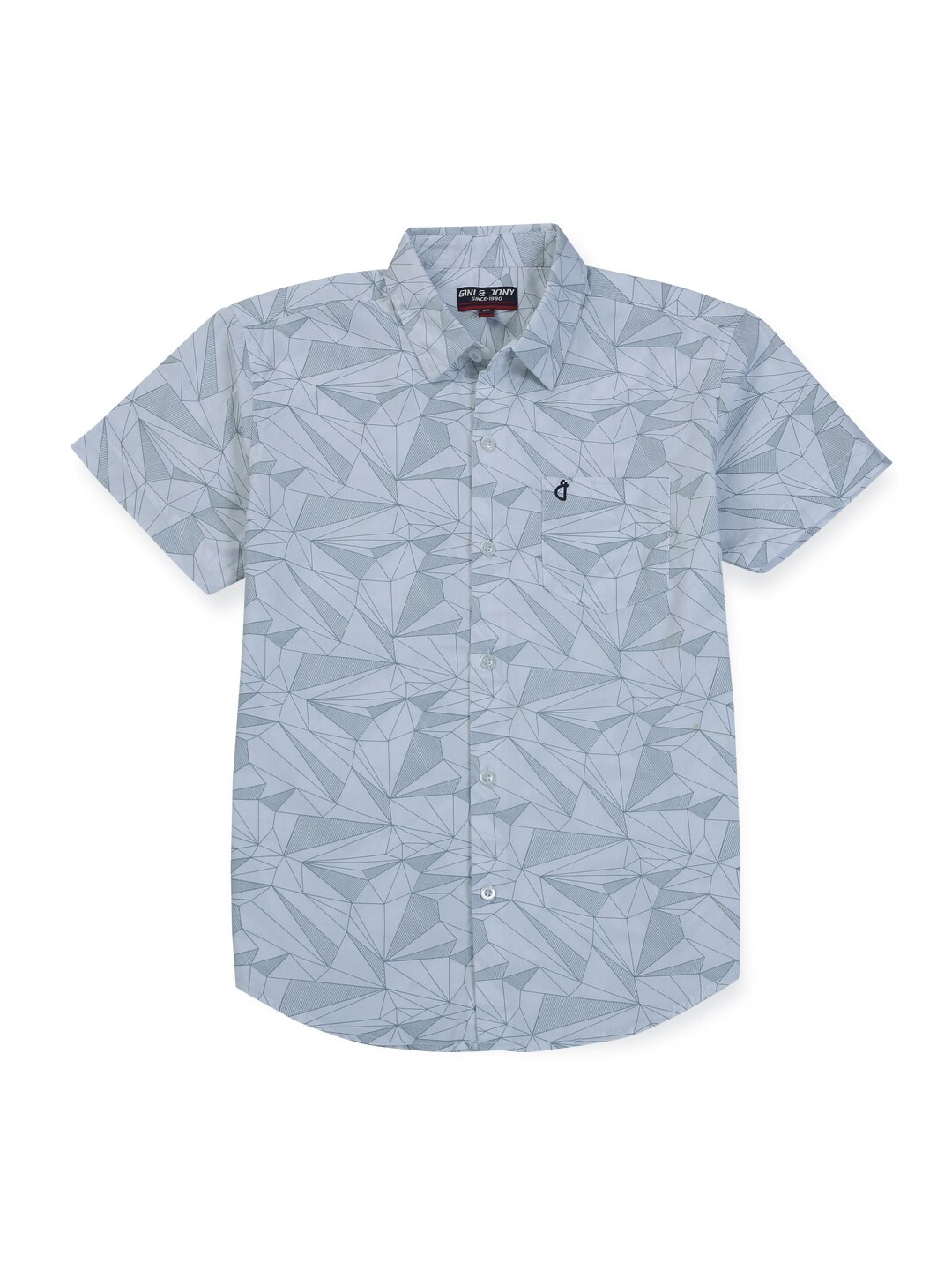 

Gini and Jony Boys Geometric Printed Spread Collar Cotton Casual Shirt, Grey