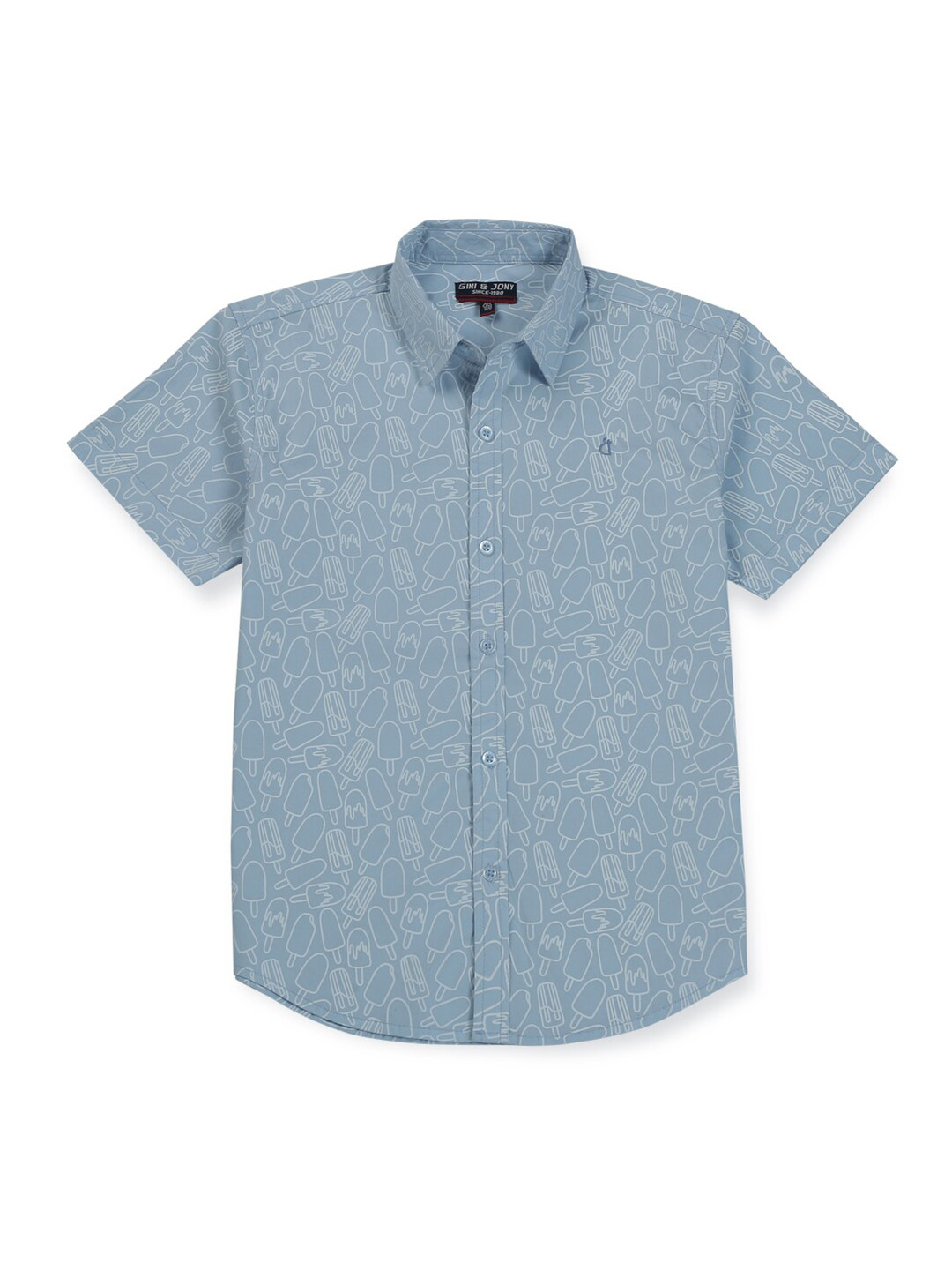 

Gini and Jony Infant Boys Conversational Printed Casual Cotton Shirt, Blue