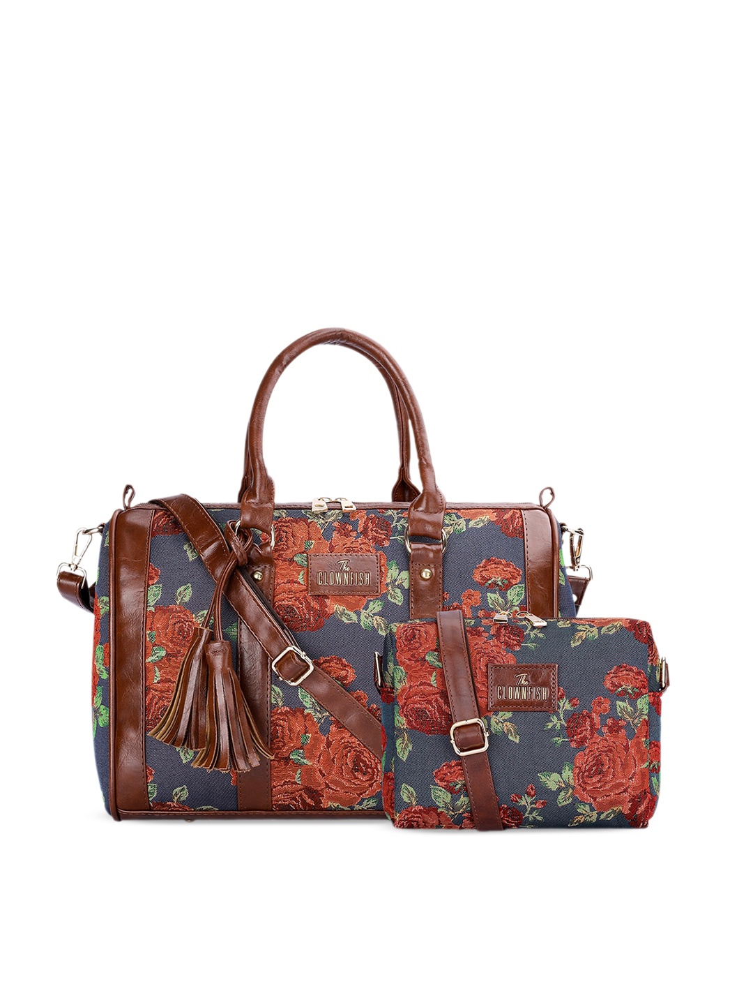 

THE CLOWNFISH Adelina & Lorna Set Of 2 Printed Shoulder Bag & Sling Bag, Navy blue