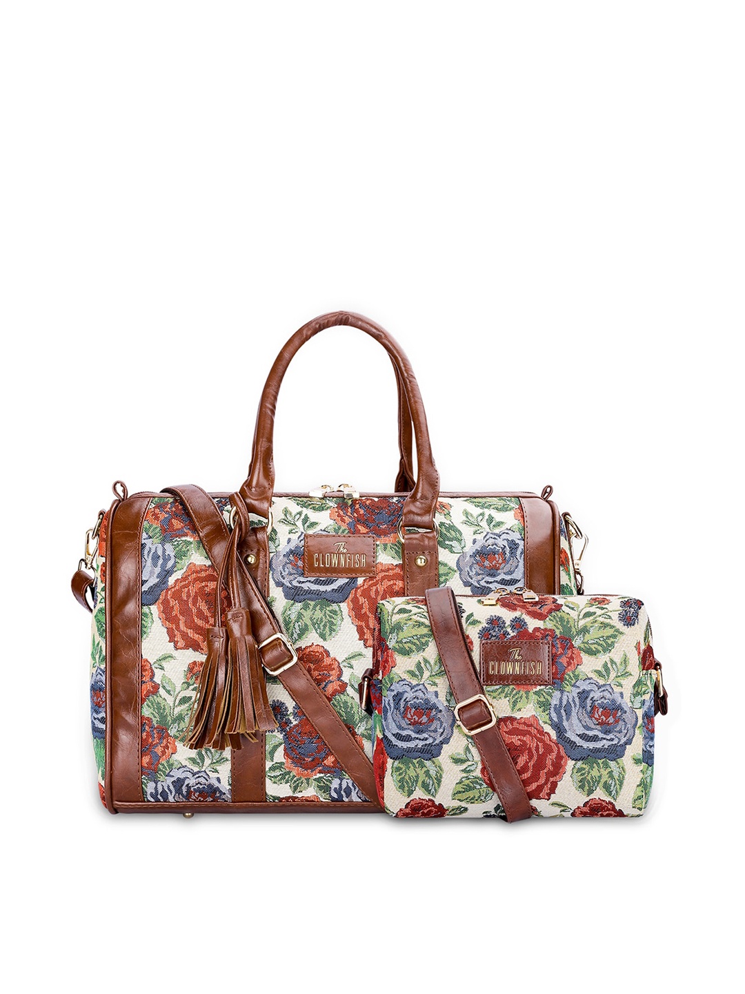 

THE CLOWNFISH Set Of 2 Floral Printed Shoulder Bag And Sling Bag, Red