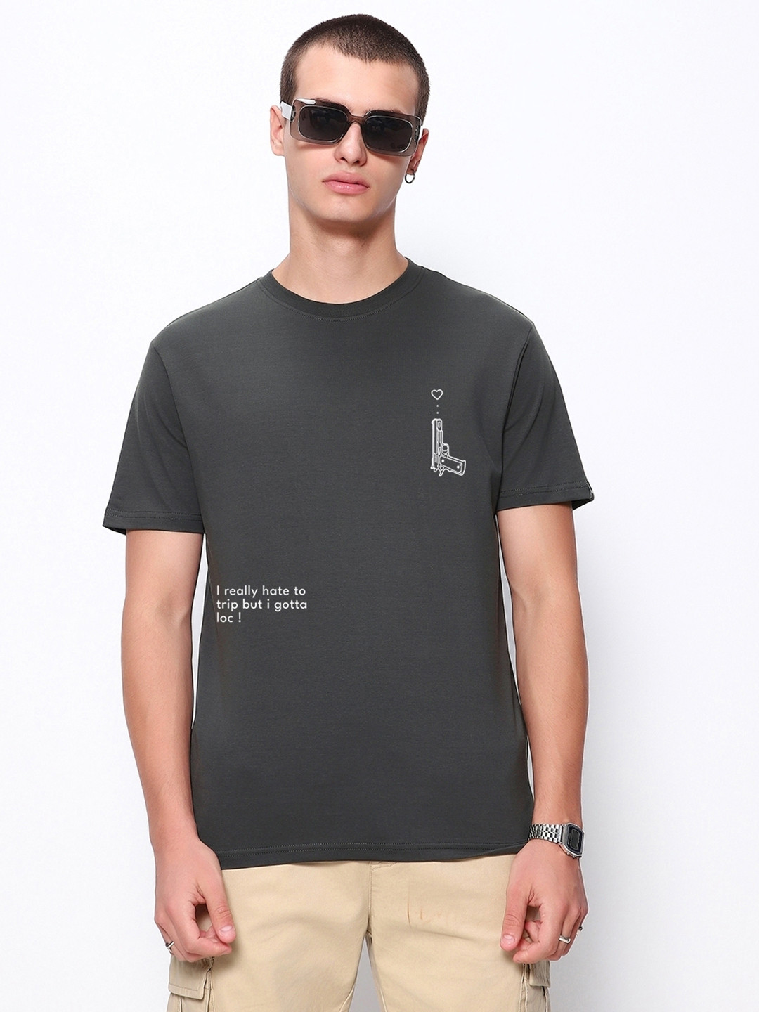 

Bewakoof x OFFICIAL LOONEY TUNES MERCHANDISE Gangster's Paradise Graphic Printed T-shirt, Grey