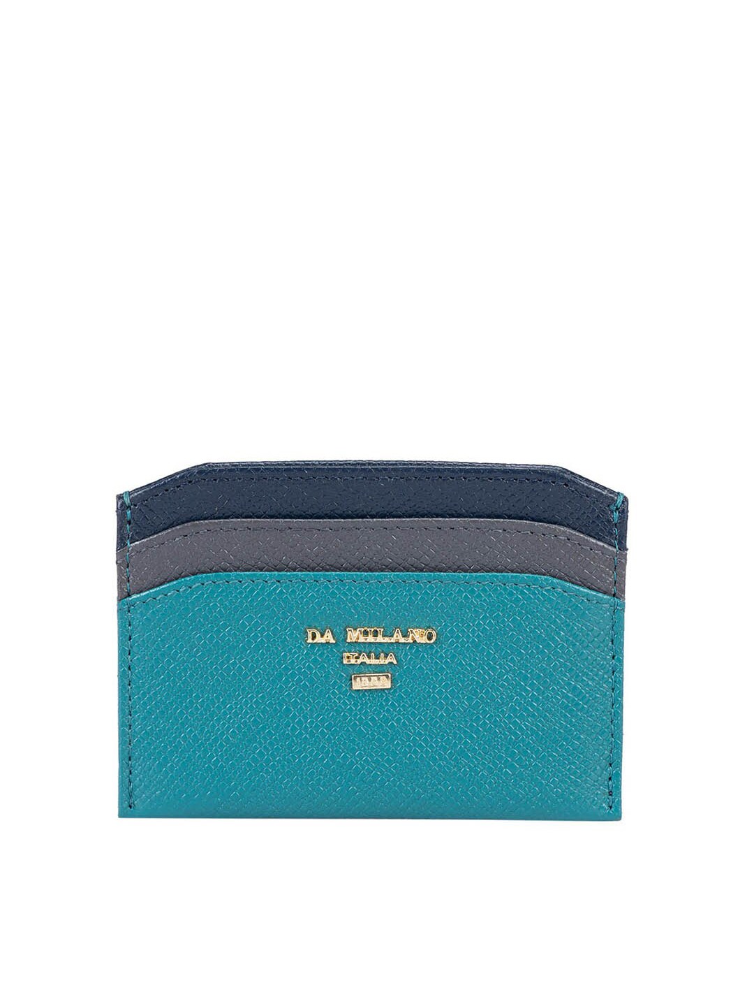 

Da Milano Textured Leather Card Holder, Blue