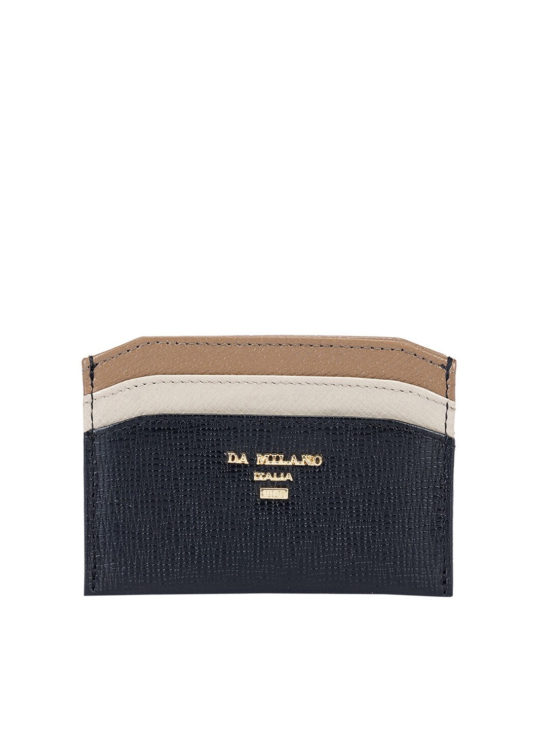 

Da Milano Colourblocked Leather Card Holder, Black