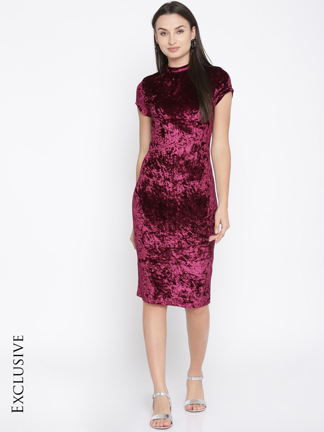 

Berrylush Women Purple Solid Bodycon Dress
