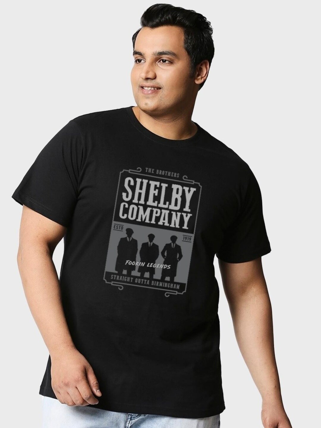 

Bewakoof Shelby Brother Typography Print Plus Size T-shirt, Black