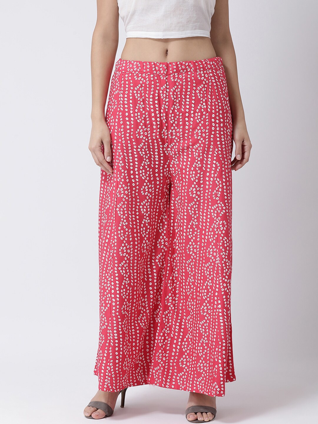 

Charitra Women Printed Flared Cotton Palazzos, Pink