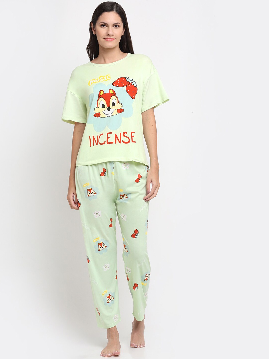 

KLOTTHE Conversational Printed Night Suit, Green