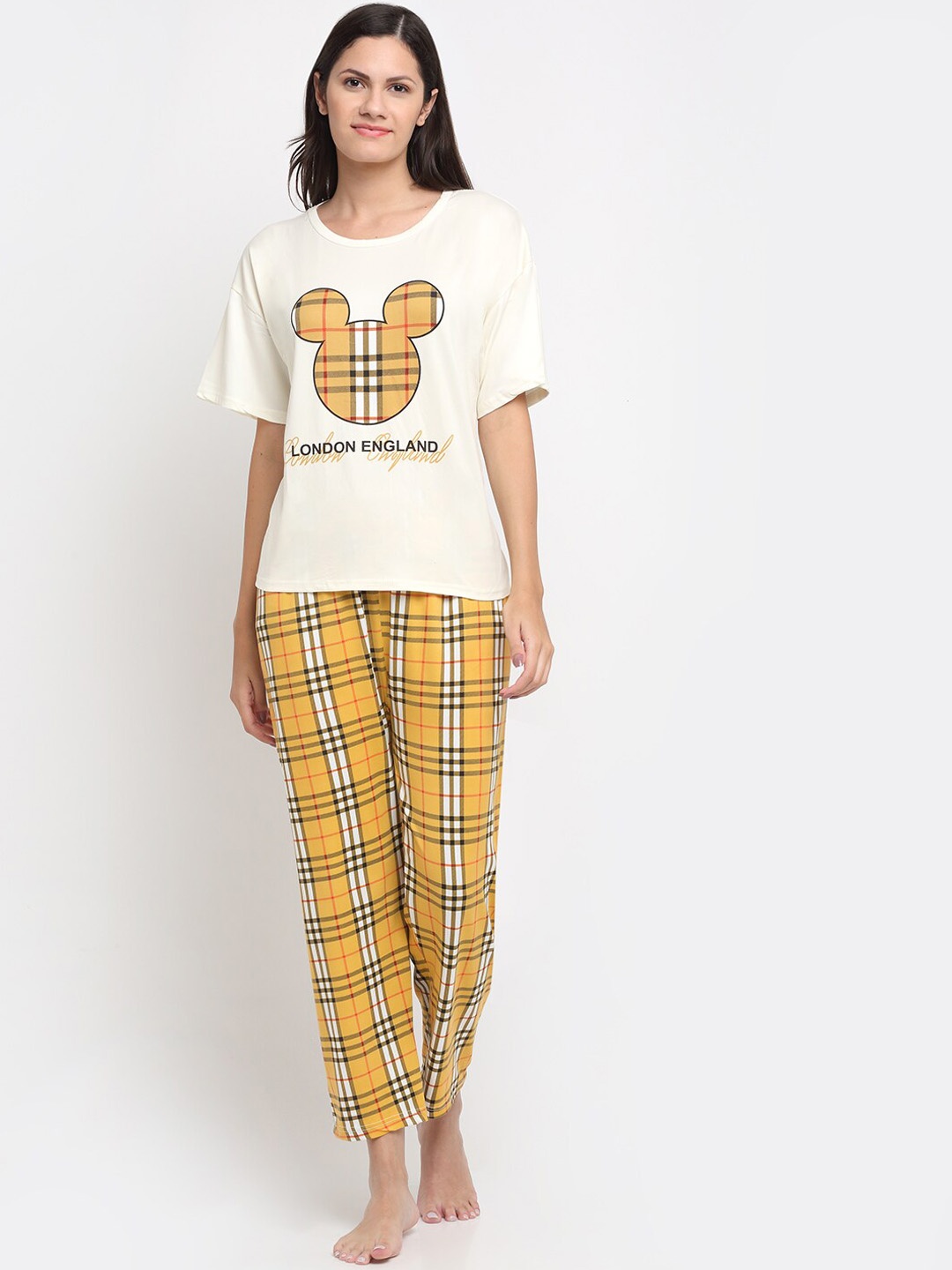 

KLOTTHE Checked Night Suit, Cream