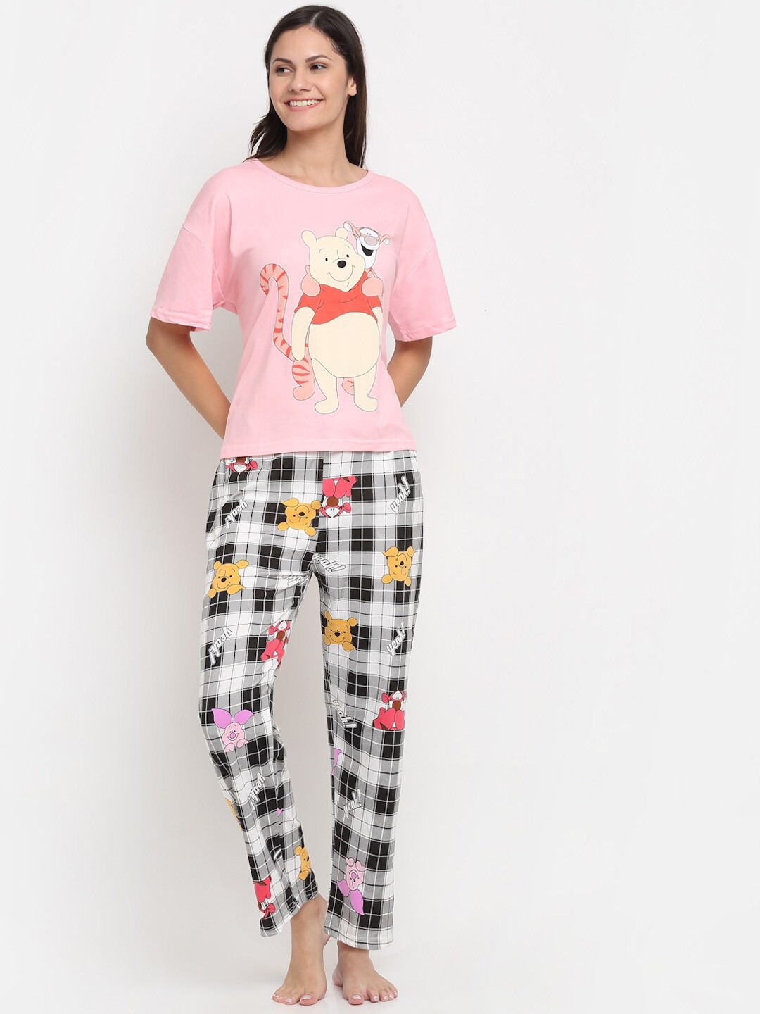 

KLOTTHE Graphic Printed Night Suit, Pink