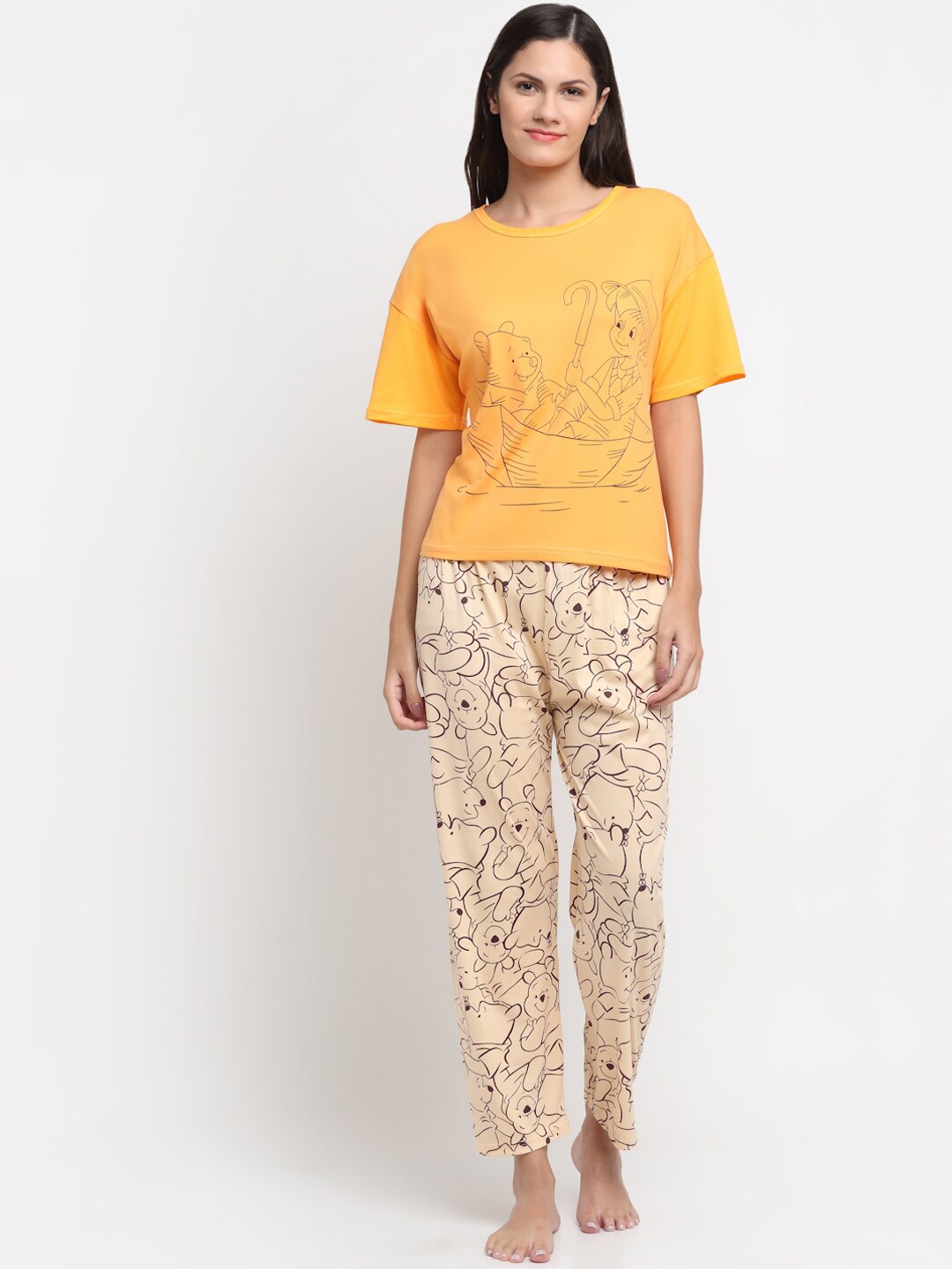 

KLOTTHE Conversational Printed Night Suit, Yellow