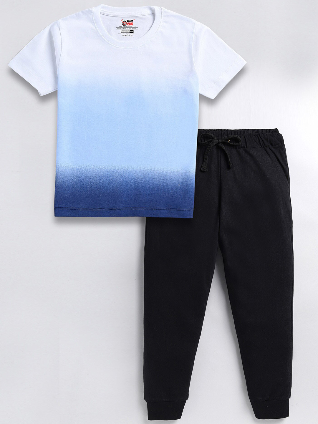 

SmartRAHO Boys Colourblocked Pure Cotton T-shirt With Joggers, White