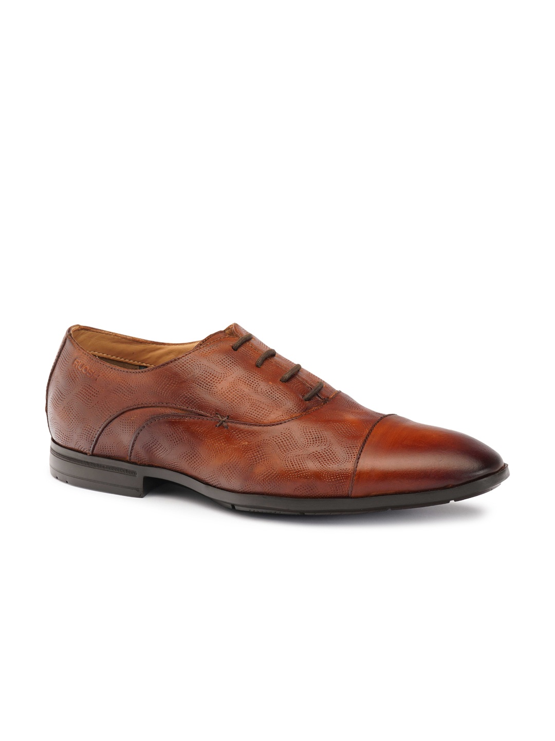 

Ruosh Men Textured Leather Formal Oxfords, Brown