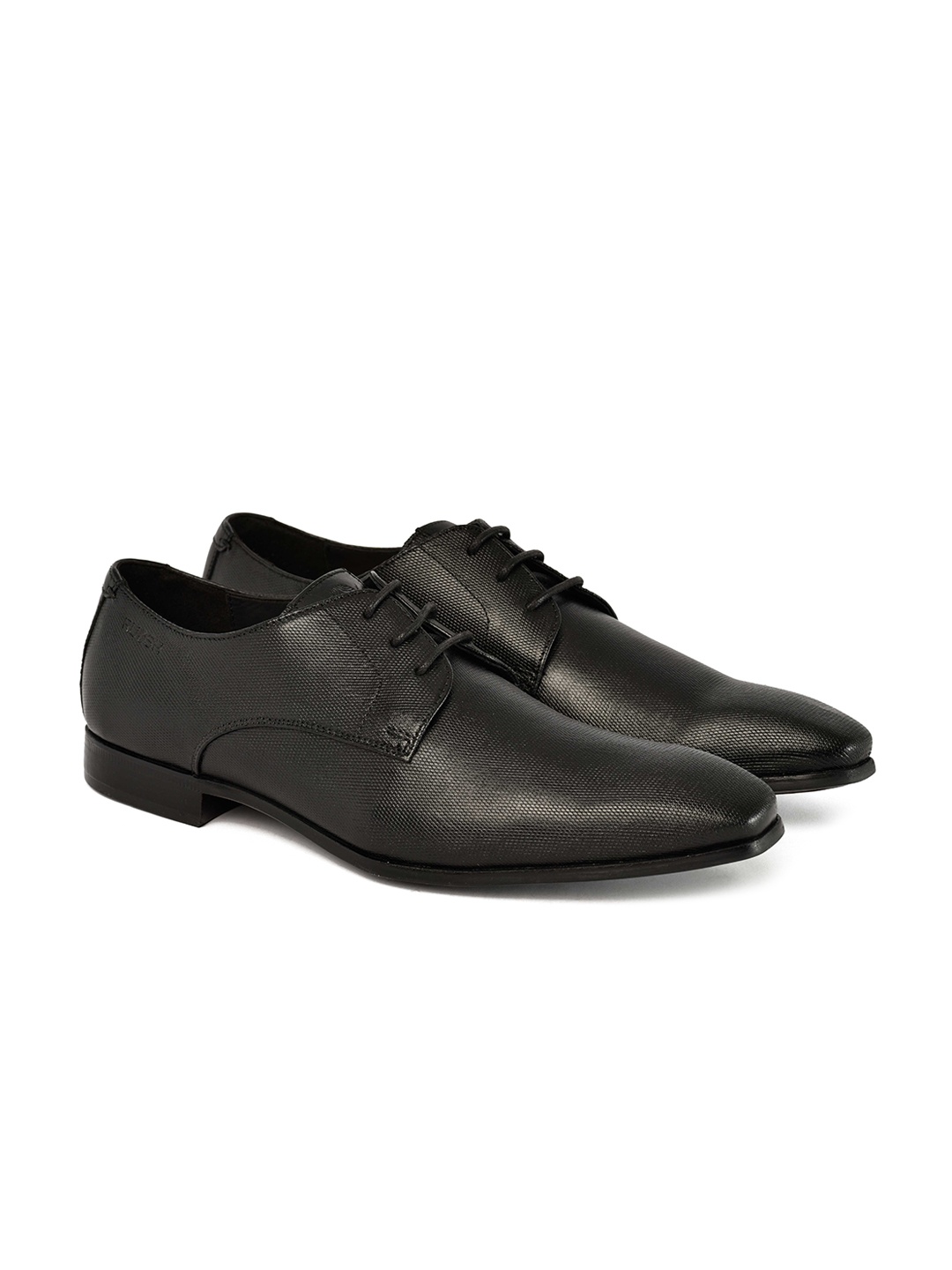 

Ruosh Men Textured Leather Formal Derbys, Black