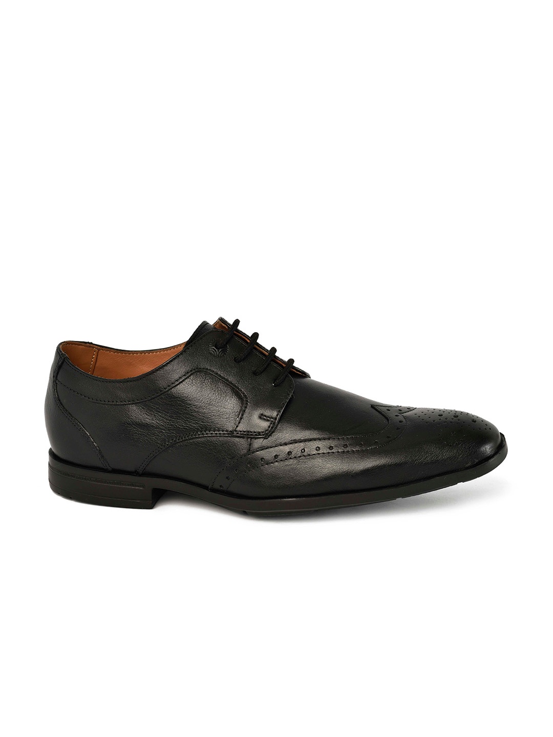 

Ruosh Men Textured Leather Formal Brogues, Black