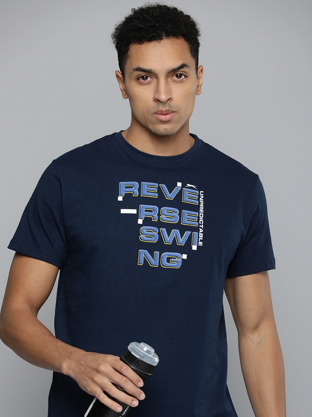 

Slazenger Men Typography Printed Regular Fit T-shirt, Navy blue