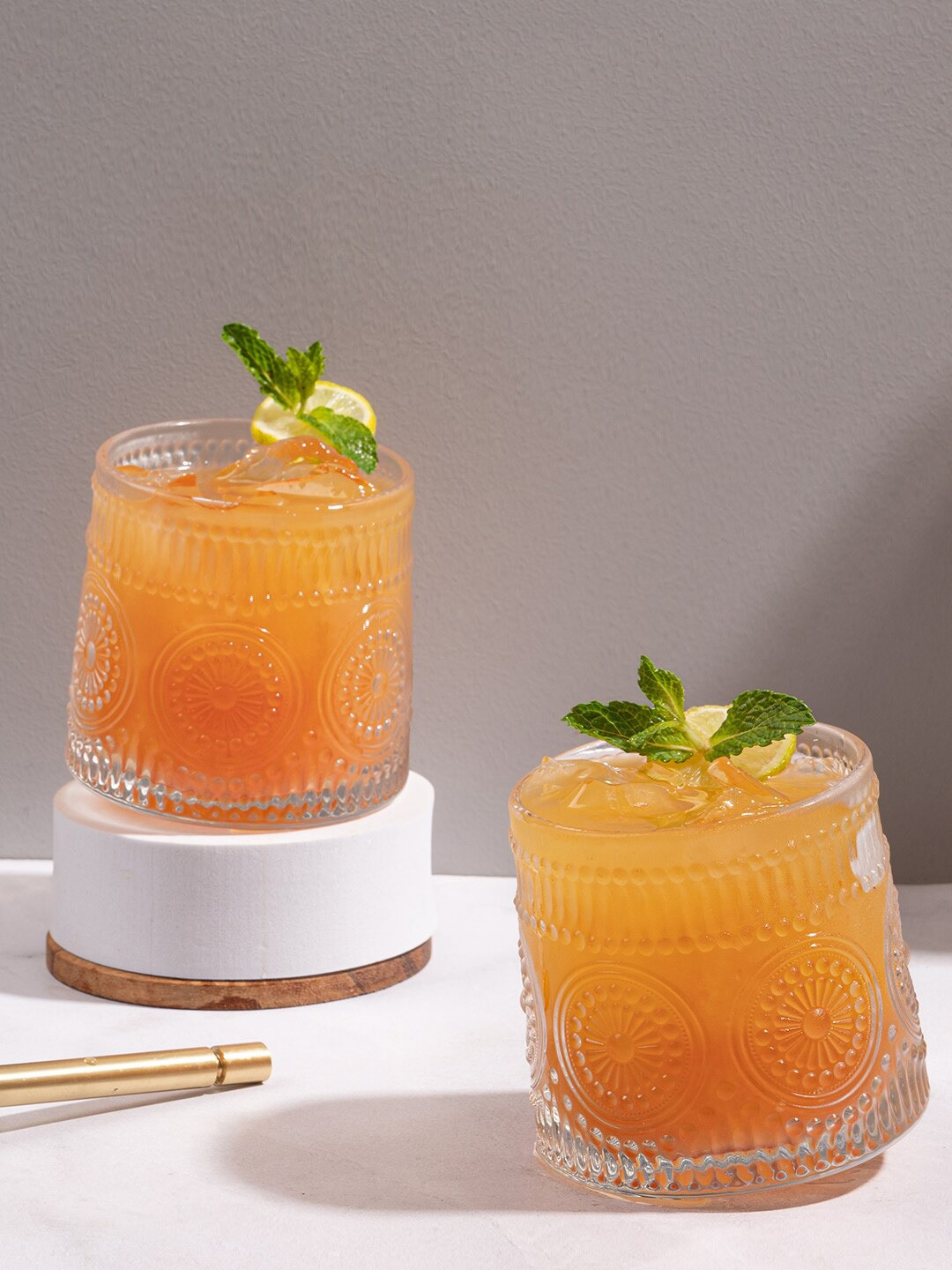 

nestroots Transparent 6 Pieces Textured Water Or Juice Glasses - 350 ML Each