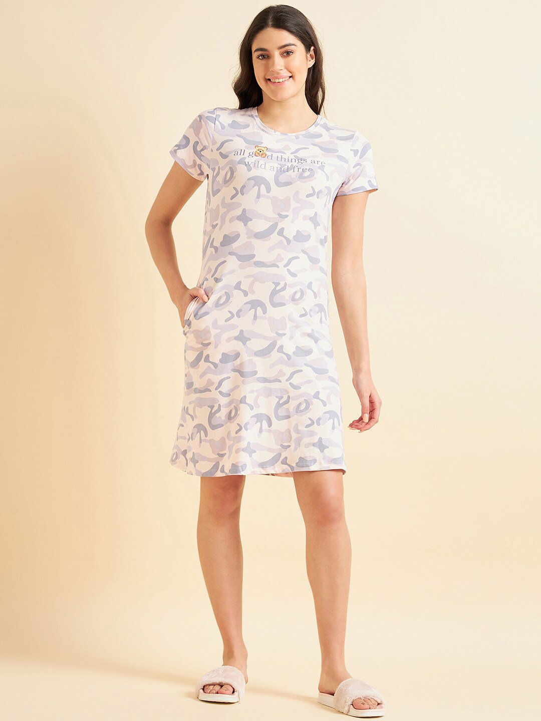 

Sweet Dreams Pink Abstract Printed Pure Cotton Nightdress
