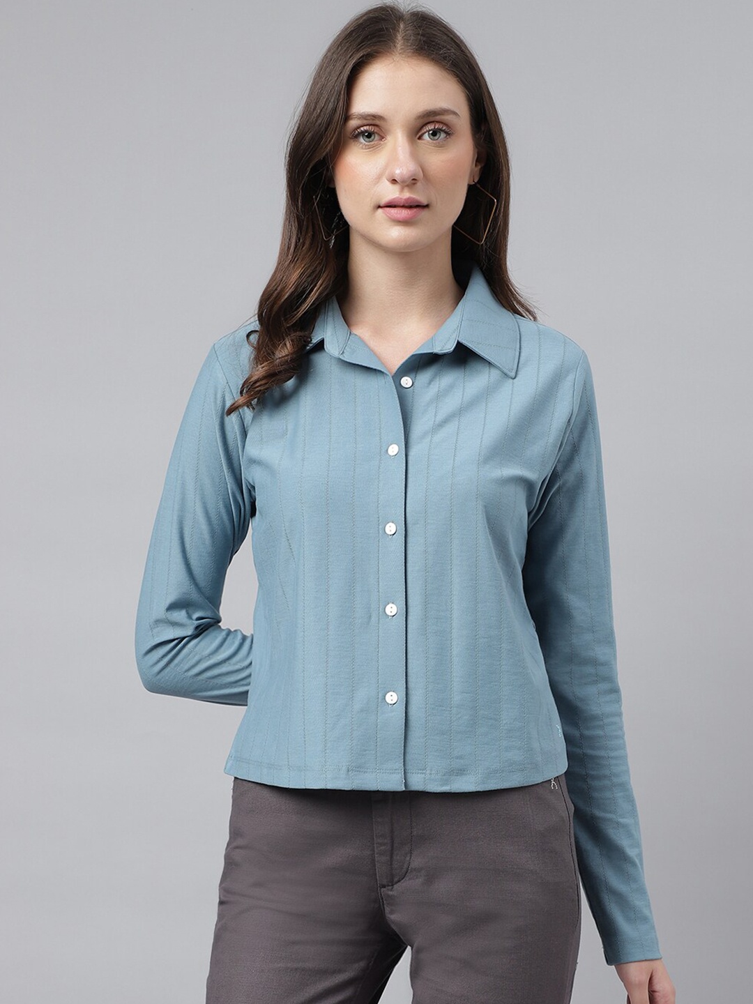 

Xpose Comfort Fit Striped Button-Down Collar Opaque Casual Shirt, Blue