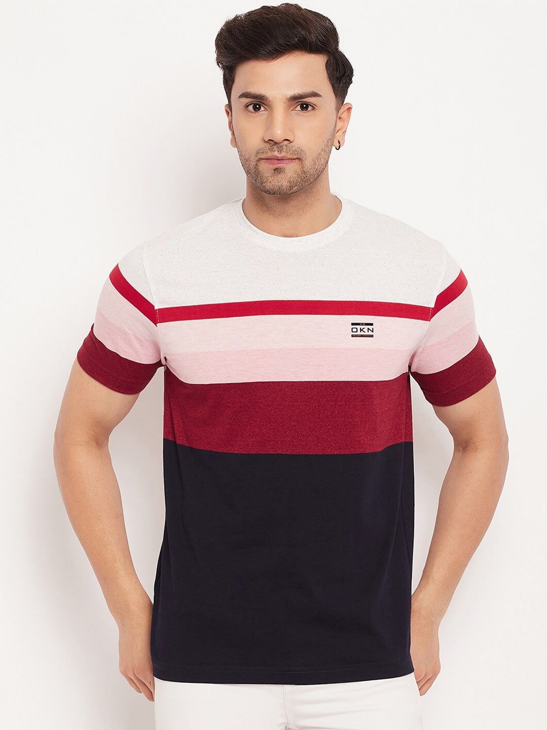 

Okane Colourblocked Round Neck Short Sleeves T-shirt, Red