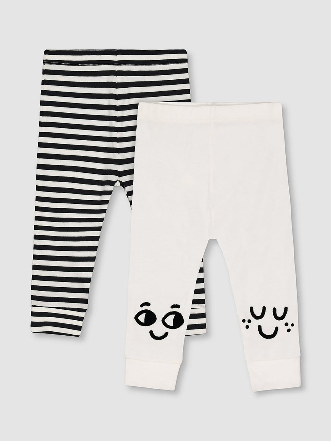 

mothercare Infant Girls Pack Of 2 Printed Cotton Leggings, White