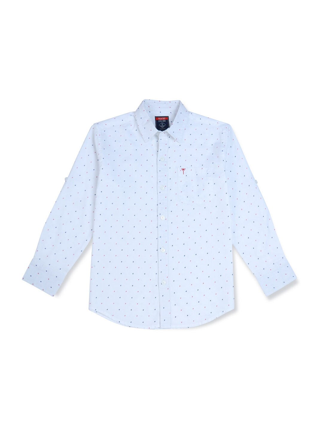 

Palm Tree Boys Micro Ditsy Printed Opaque Casual Shirt, White