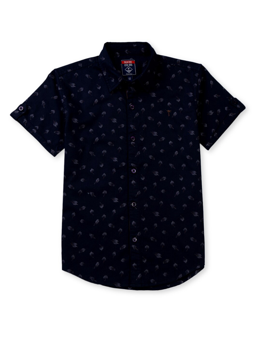 

Palm Tree Boys Conversational Printed Cotton Casual Shirt, Navy blue