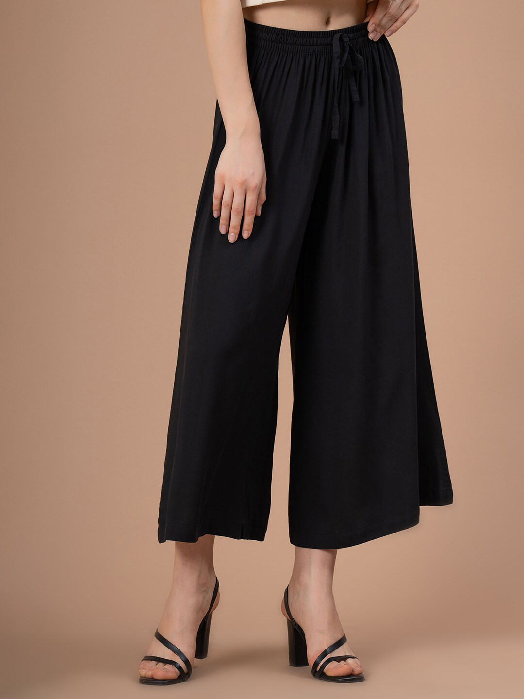 

Mode by Red Tape Women Flared Cropped Ethnic Palazzos, Black