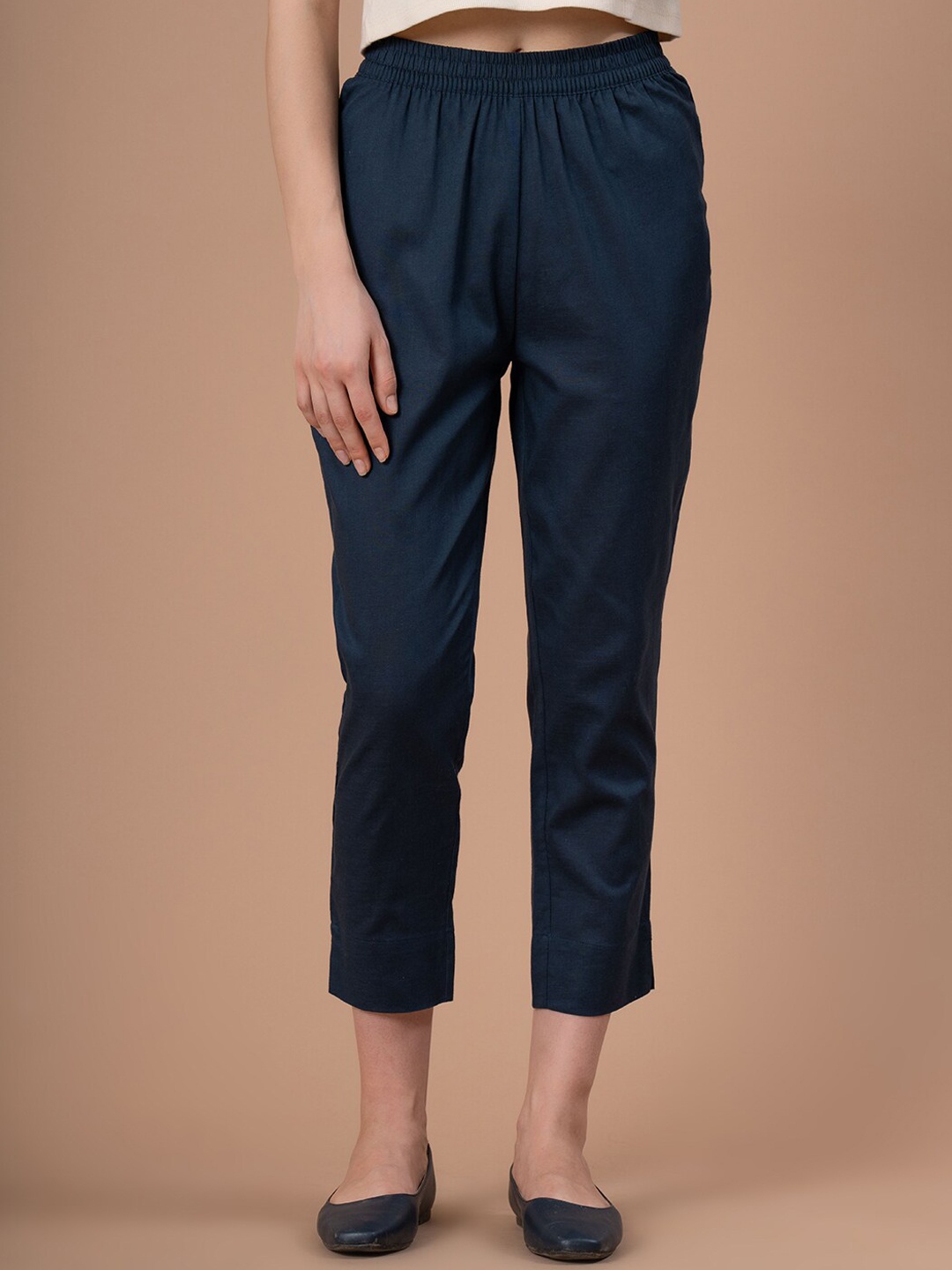 

Mode by Red Tape Women Slim Fit Trousers, Navy blue