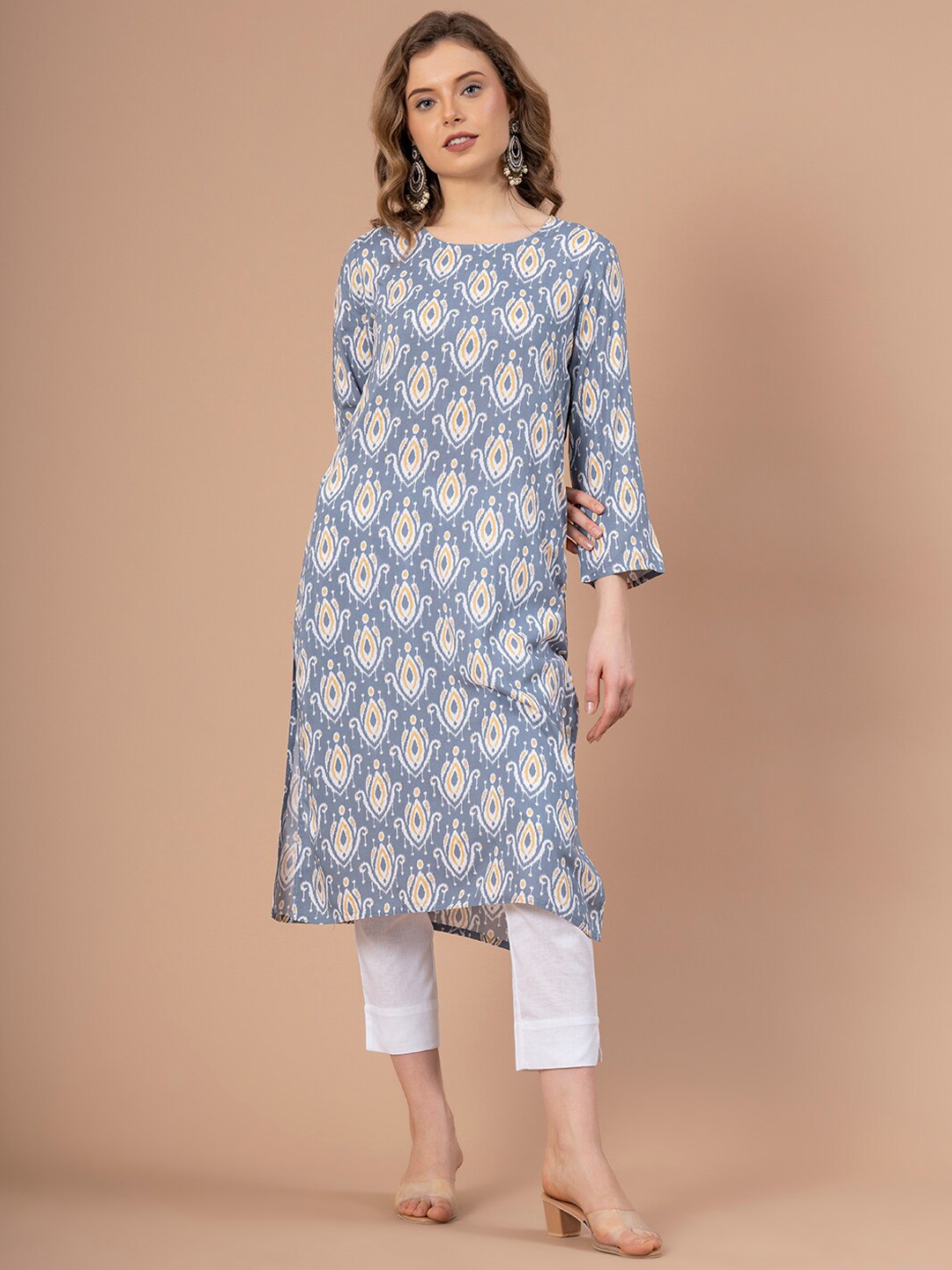 

Mode by Red Tape Abstract Printed Rayon Kurta, Blue