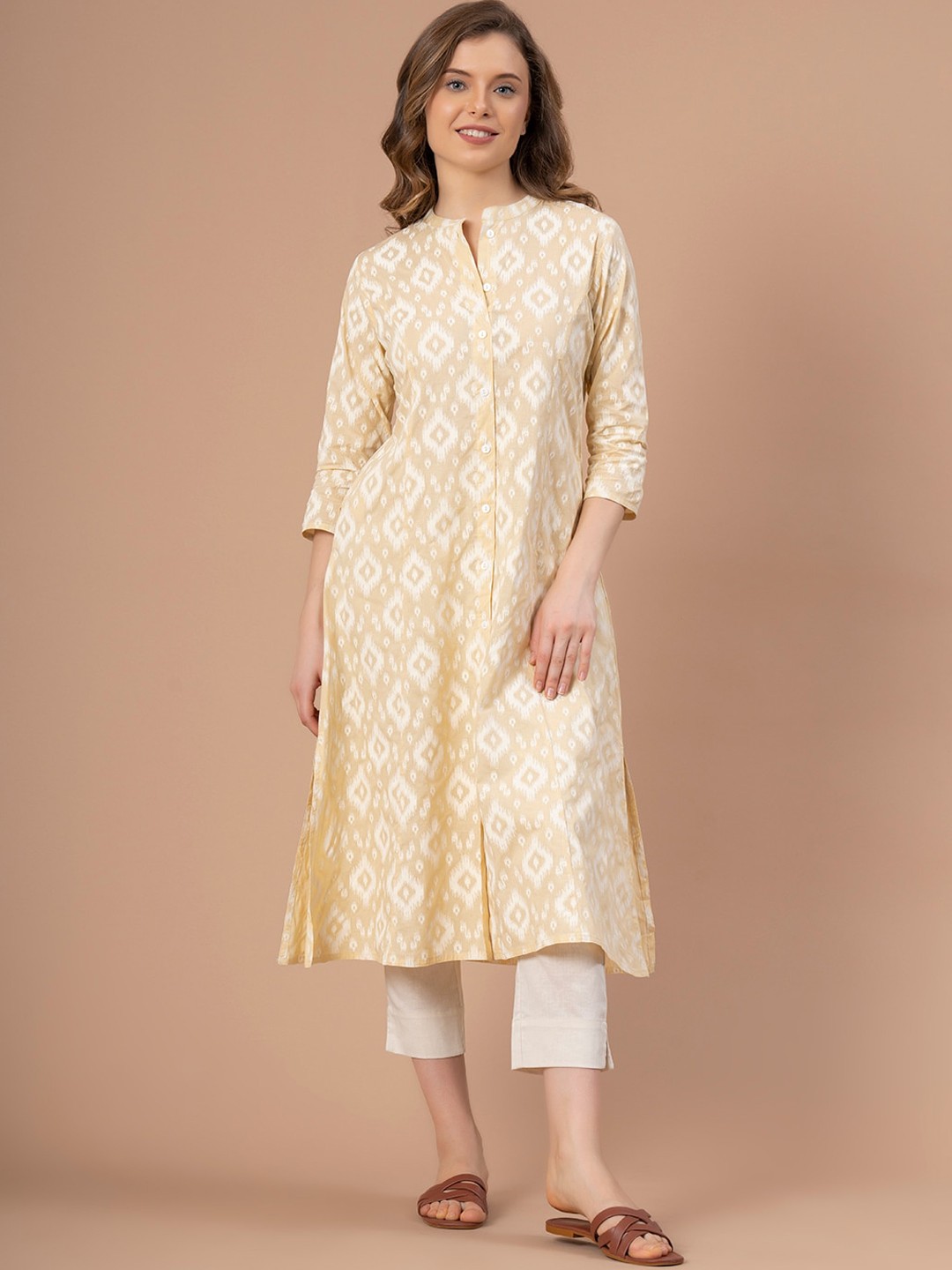 

Mode by Red Tape Geometric Printed Kurta, Yellow