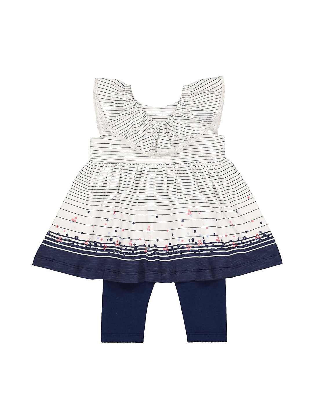 

mothercare Girls Striped Fit & Flare Dress, Blue