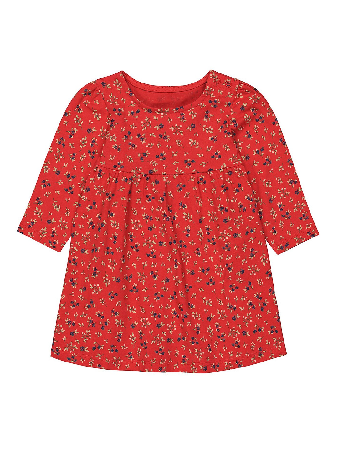 

mothercare Girls Floral Printed Cotton A-Line Dress, Red