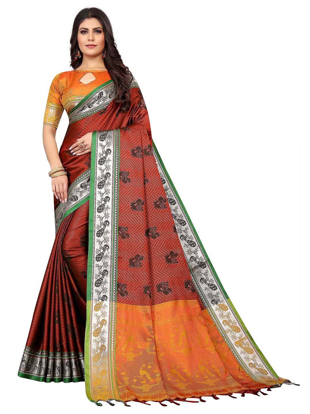 

VENISA Ethnic Motifs Printed Saree, Maroon