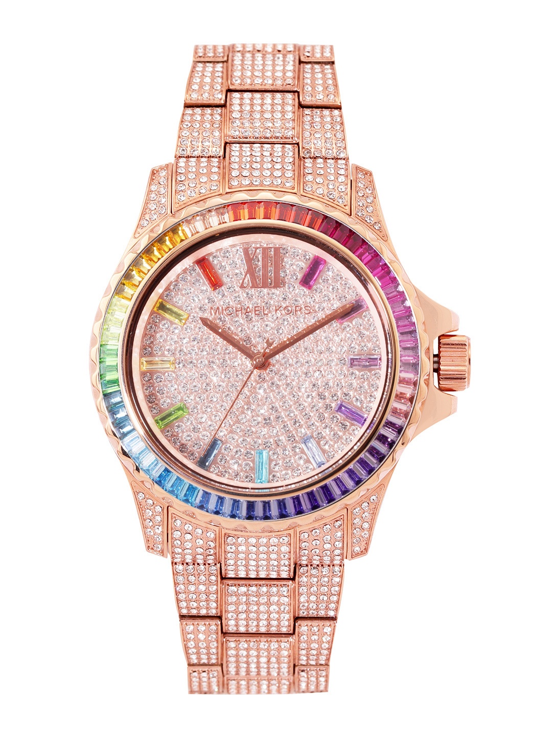 

Michael Kors Women Rose Gold-Plated Everest Embellished Analogue Watch MK7249