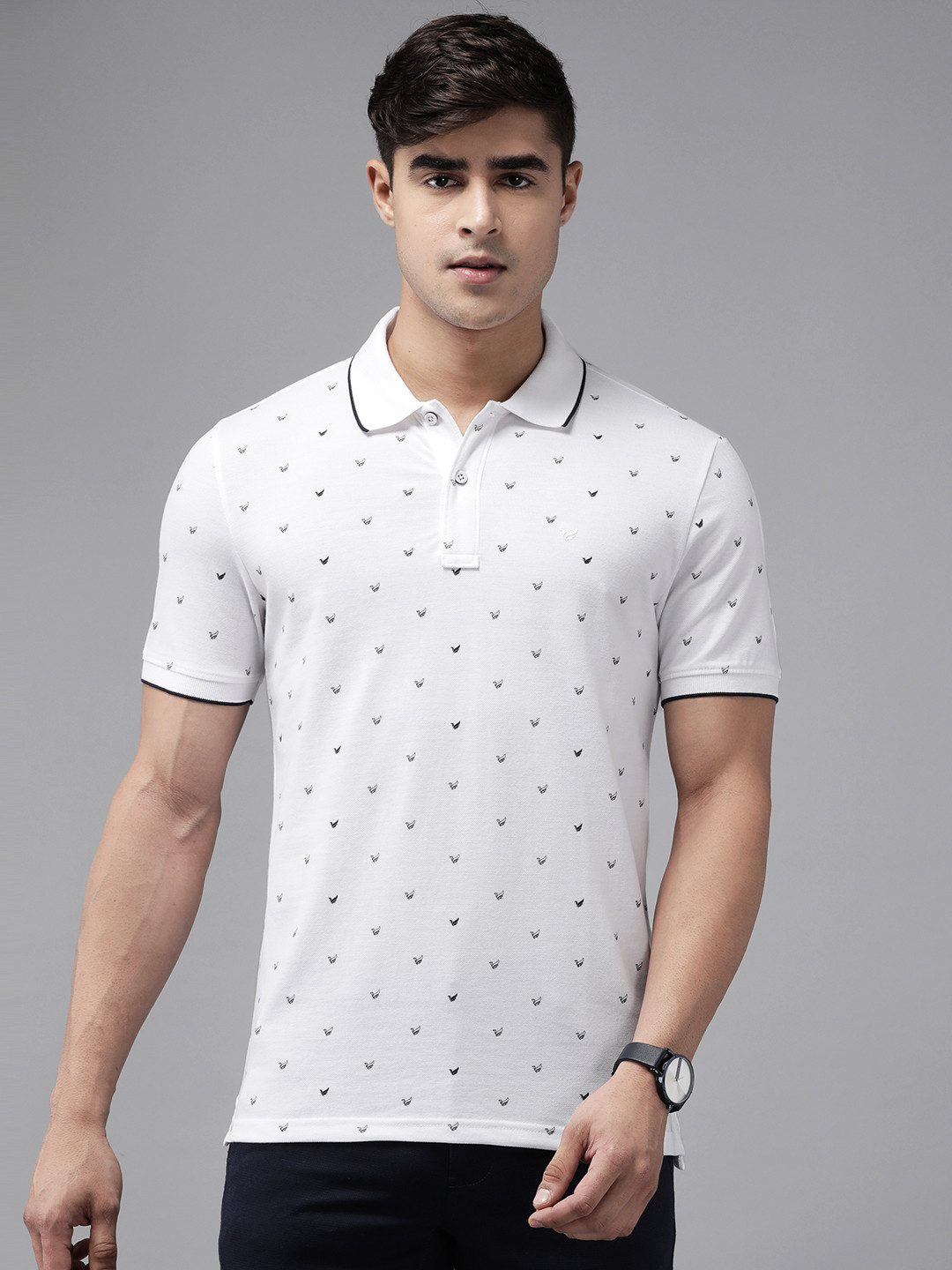 

Blackberrys Brand Logo Printed Polo Collar Slim Fit T-shirt, White