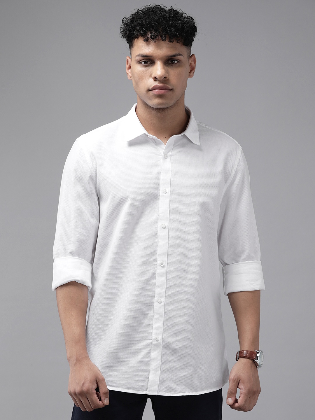

Blackberrys Men Pure Cotton Slim Fit Opaque Casual Shirt, White