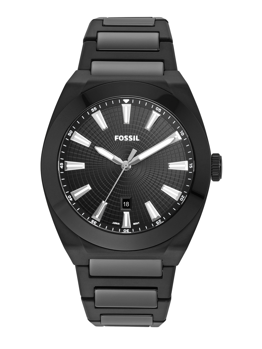 

Fossil Men Everett Patterned Dial & Bracelet Style Straps Analogue Watch CE5028, Black