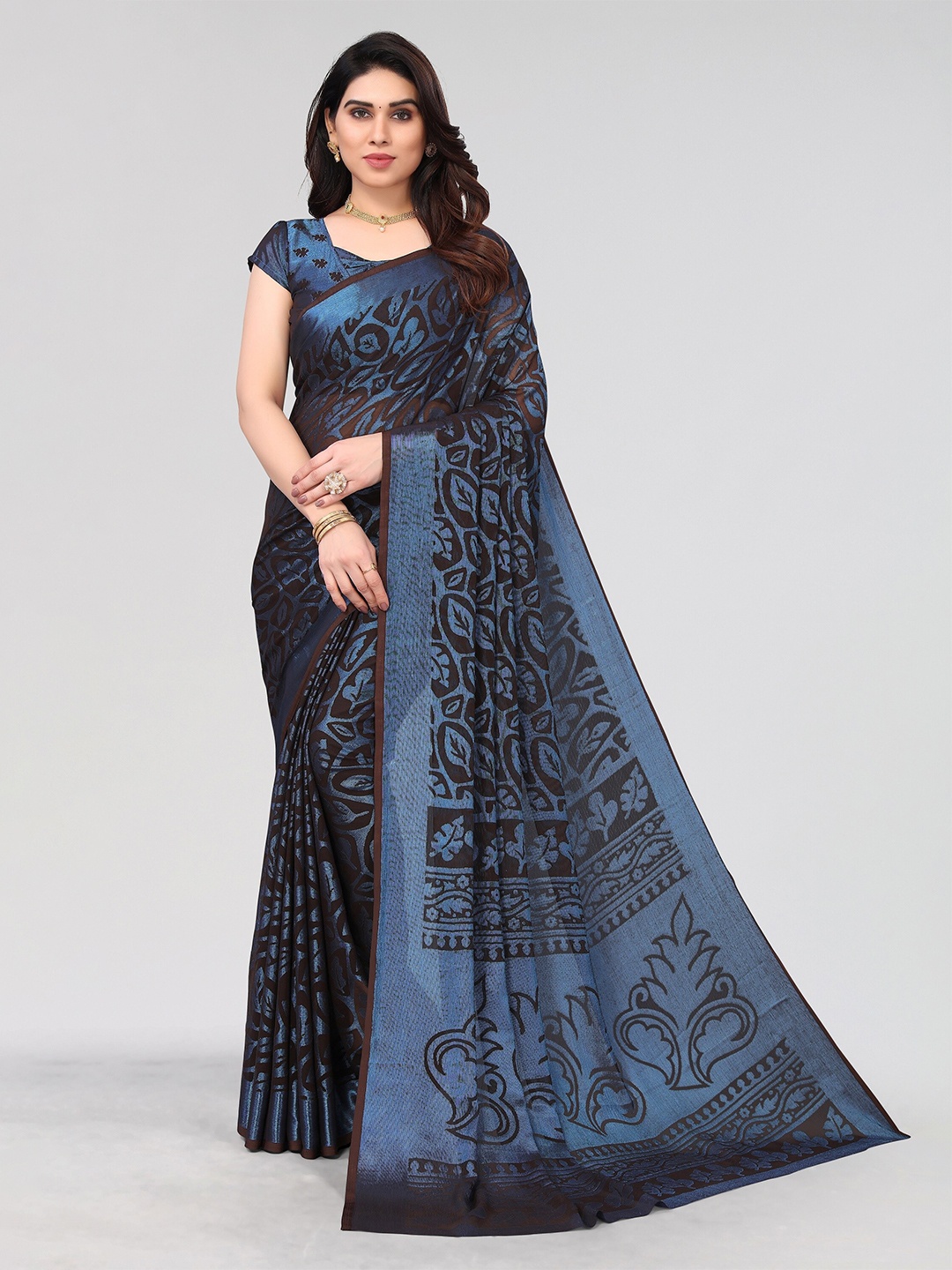 

Winza Designer Floral Printed Venkatgiri Saree, Blue