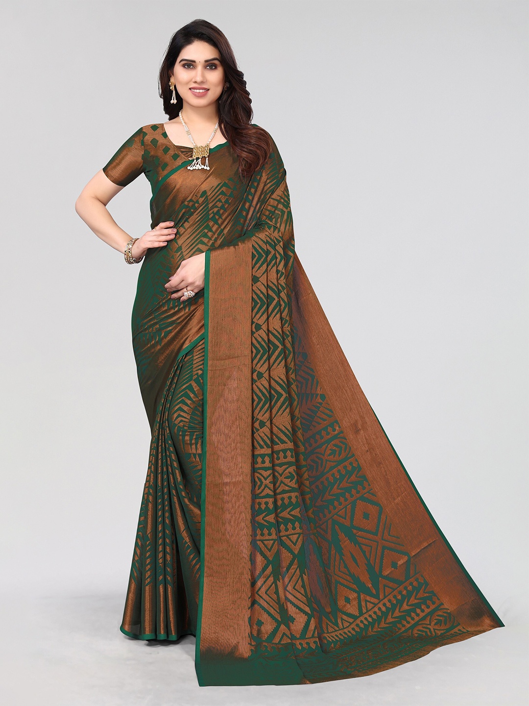 

Winza Designer Floral Printed Venkatgiri Saree, Green