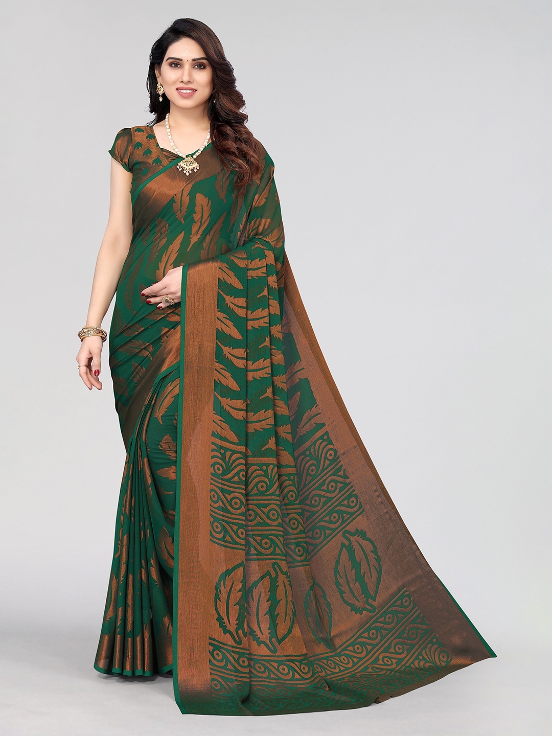 

Winza Designer Poly Chiffon Venkatgiri Saree, Green