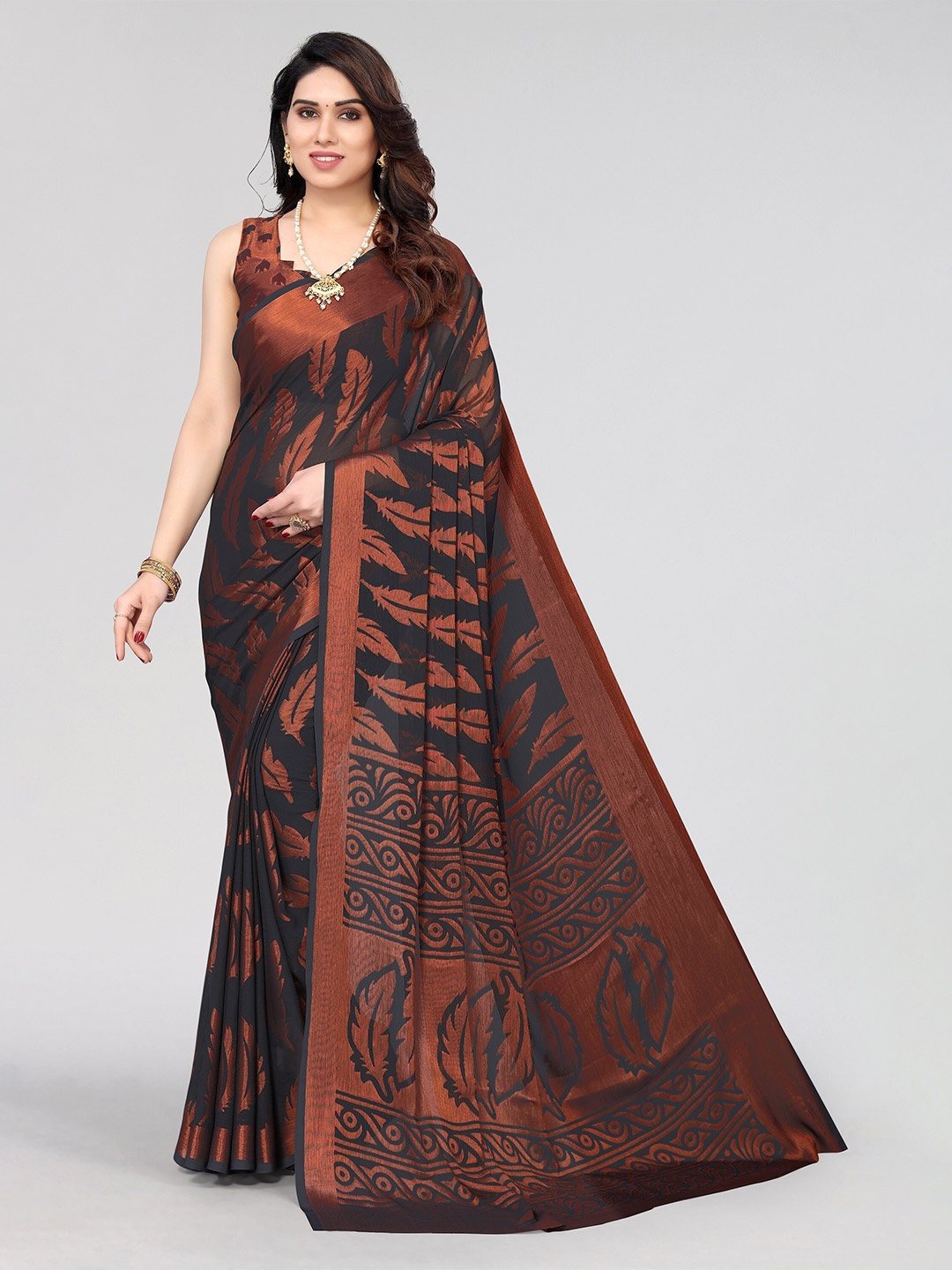 

Winza Designer Floral Woven Design Zari Venkatgiri Saree, Grey