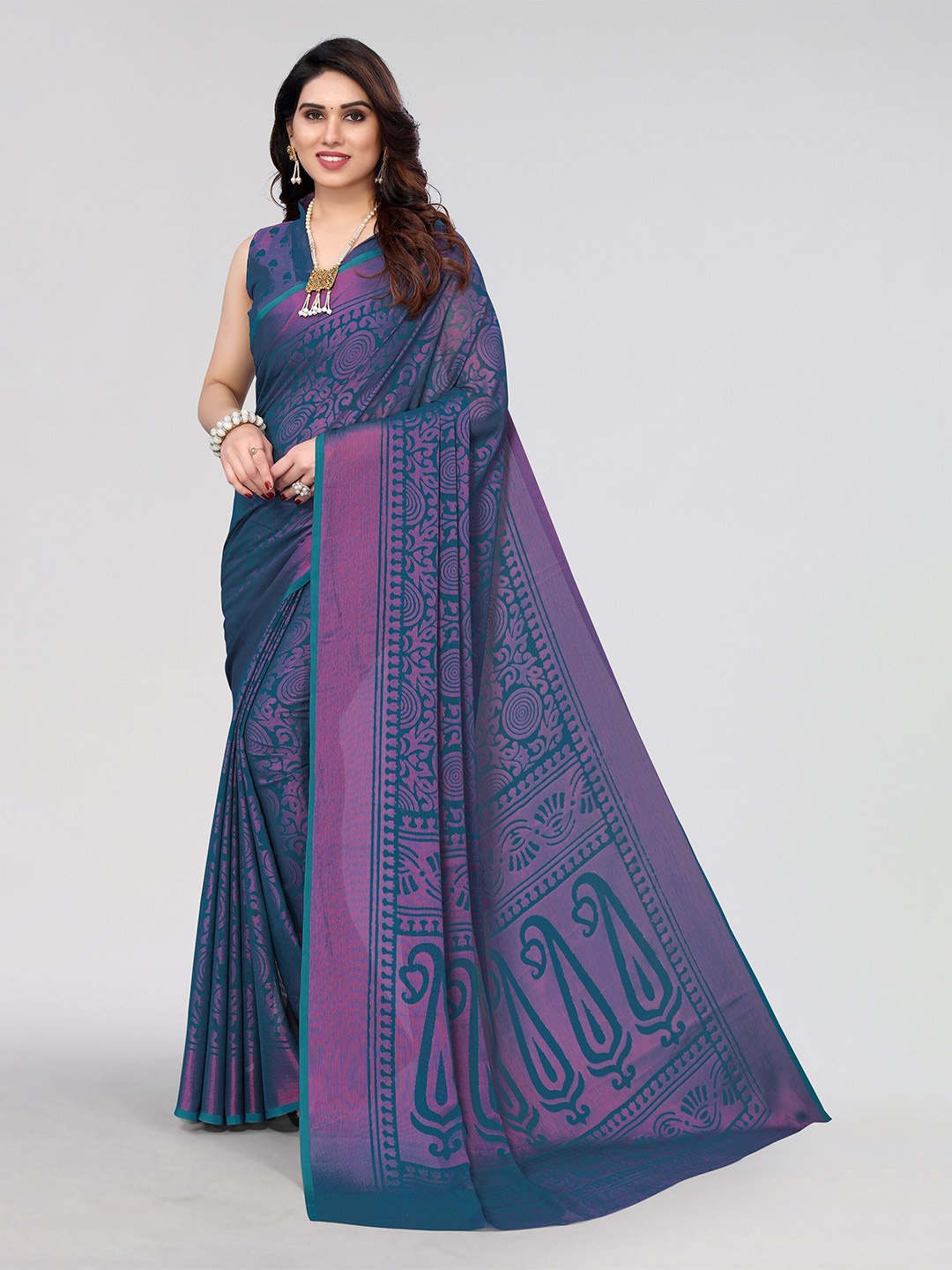 

Winza Designer Ethnic Motif Printed Venkatgiri Saree, Teal