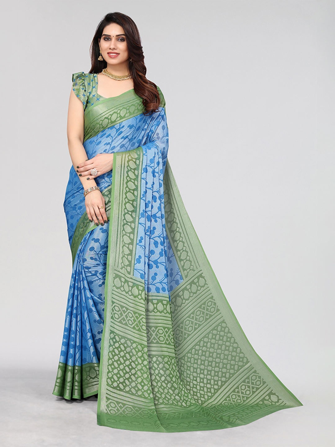 

Winza Designer Woven Design Zari Venkatgiri Saree, Blue