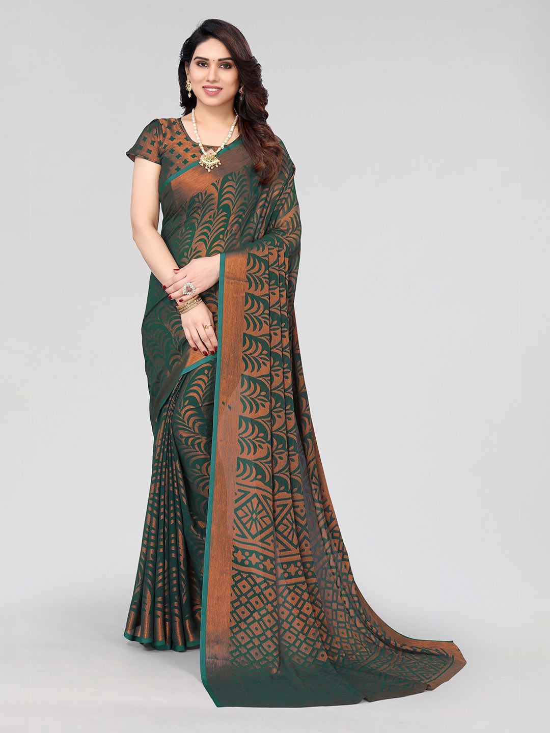 

Winza Designer Floral Printed Venkatgiri Saree, Green