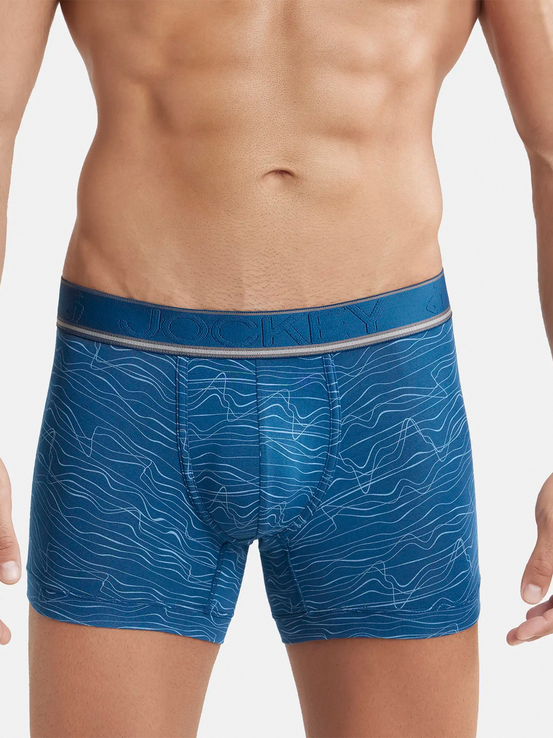 

Jockey Men Printed Anti-Microbial Trunks, Blue