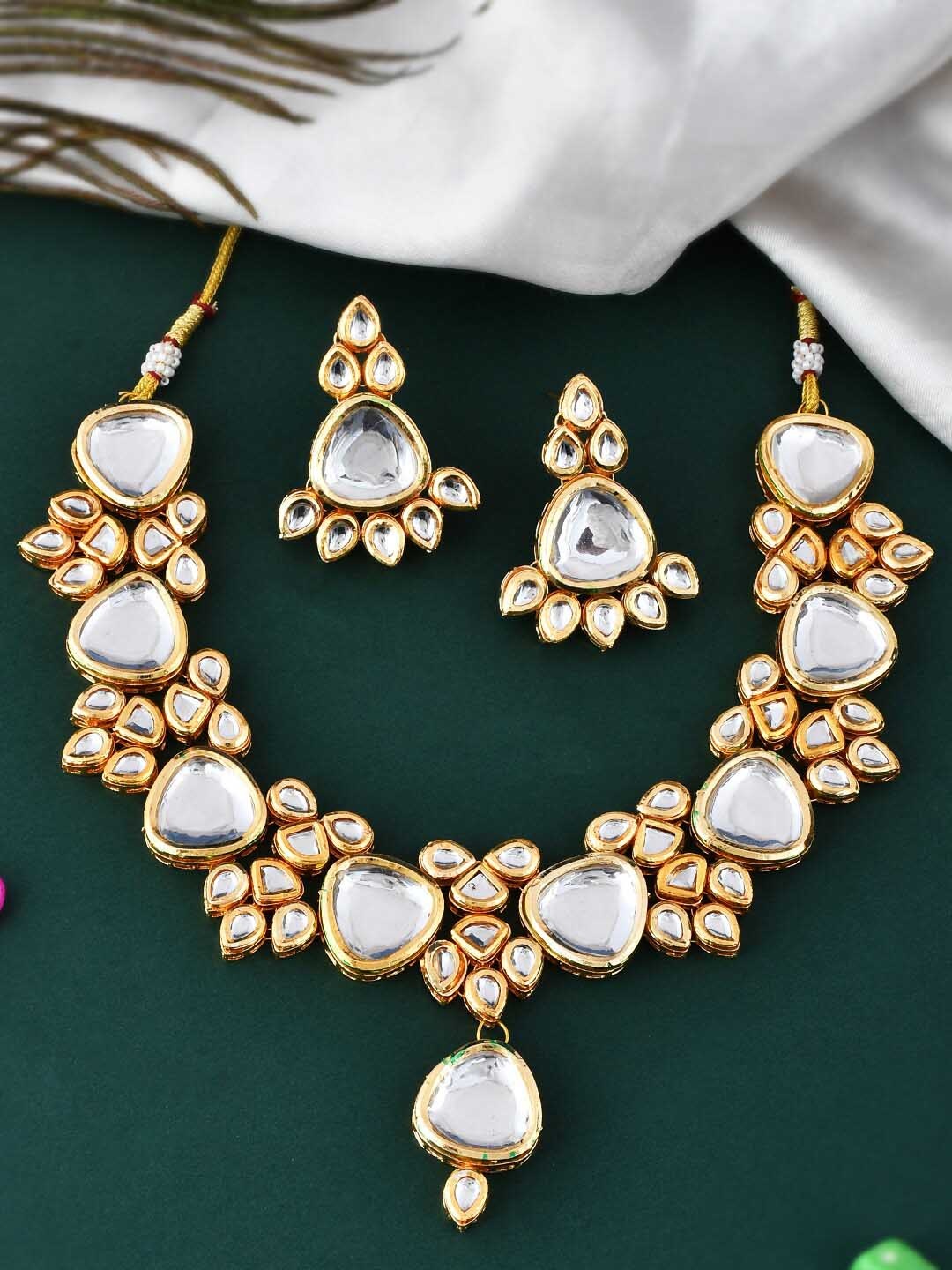 

Silvermerc Designs Gold-Plated Kundan Studded Jewellery Set