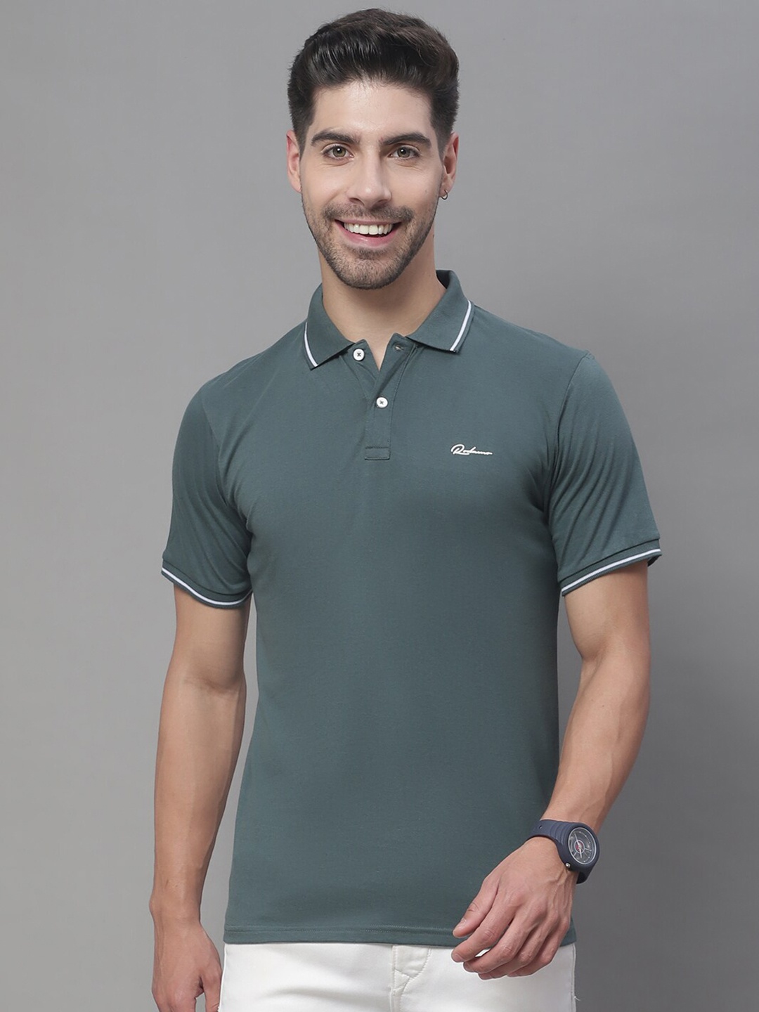 

Rodamo Polo Collar Slim Fit Cotton T-Shirt, Green